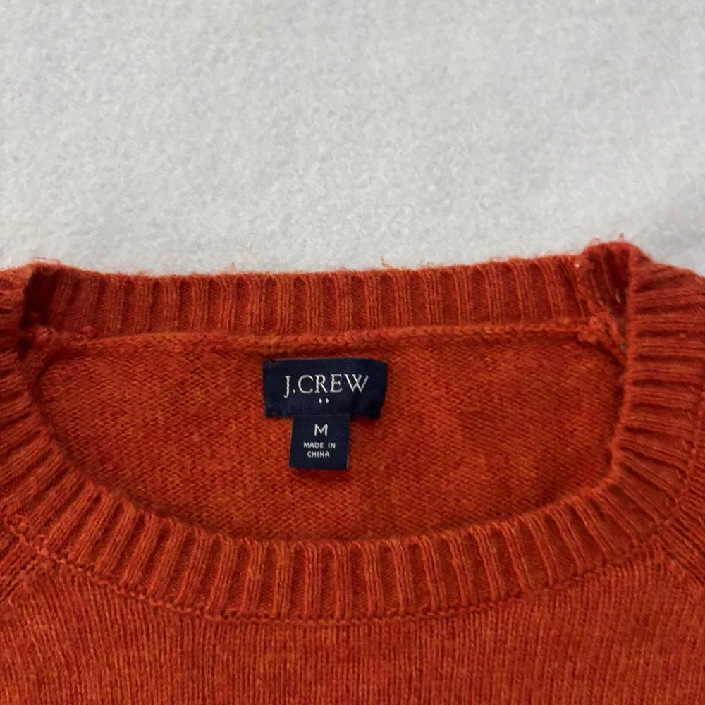 J.Crew Mens Lambswool Blend Raglan Crewneck Sweater Burnt Orange Rust M
